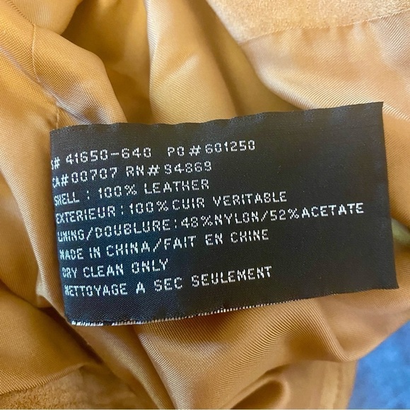 Tribal Suede Tan Leather Jacket With Gold Sequin & Beaded Trim, Womens size 10 - Picture 13 of 16